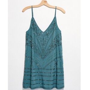 NWT Free People Make a Move Mini Slip in Misty Forest, size Small
